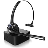 CSL - Bluetooth 5.0 Headset mit Ladestation - PC Headset mit flexiblem Mikrofon...