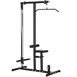HOMCOM Latzugstation, Verstellbar Latzugturm mit Trizepsstange Latzugstange,...