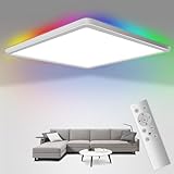 LED Dimmbare Deckenleuchte mit Fernbedienung, 24W RGB Farbwechsel Deckenlampe...