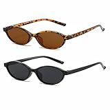 FSMILING 2 Stück Ovale Retro Sonnenbrille Damen Cateye Vintange Sonnenbrille...