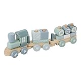 Little Dutch Holz Zug Eisenbahn mit Steckformen Adventure blau