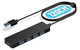 Aceele USB Hub 3.0 mit verlängertem Kabel 120cm, USB Hub auf 4 USB 3.0...