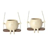 Generisch 2PCS Blumentopf Schaukel, Hanging Plant Pot, Blumentopf Mit Gesicht,...