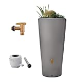 4rain Vaso 2in1 Regentonne 220 Liter zinkgrau inkl. Kunststoff-Auslaufhahn und...