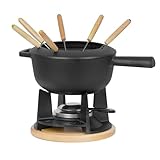 Mahlzeit Gusseisen Fondue Set für 6 Personen | 2 Liter | Fondueset 13 teilig...