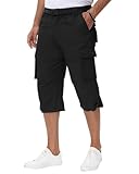 NANAMEEI Herren 3/4 Cargo Shorts Stretch Multi Taschen Radhose Wandern Baumwolle...