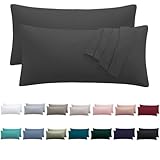 Nesture Kissenbezug 40 x 80 2er Set - kopfkissenbezug 40x80 cm Anthrazit, 100%...