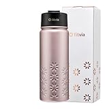 fitvia Thermoflasche 'Metallic' rosé 500ml Edelstahl, integriertes Teesieb,...