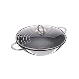 GRÄWE Wok-Set 32 cm mit Beschichtung, mit Glasdeckel und Ablagegitter