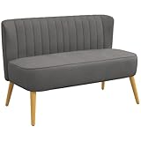 HOMCOM 2-Sitzer Stoffsofa Polstersofa Doppelsofa Sitzmöbel Loungesofa Holz...