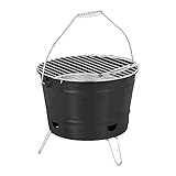Relaxdays Mini Grill, rund, zum Mitnehmen, Outdoor, Balkon, Camping, Picknick,...