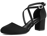 Greatonu Damen Pumps Riemchenpumps Spangenpumps Sandale mit Kreuz Knöchelriemen...