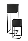 Spetebo Metall Blumentopf Ständer 2er Set schwarz für Außen - 58 / 37 cm -...