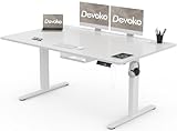 Devoko Höhenverstellbar Schreibtisch 160x80cm mit USB-A Ladeanschluss, Mobiler...