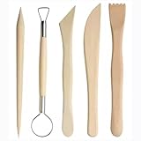 Longivia® 5 Stück Ton Werkzeug Set aus Buchenholz - Töpfern Zuhause oder Ton...