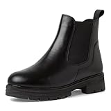 MARCO TOZZI Damen Chelsea Boots aus Leder mit Plateau, Schwarz (Black), 39 EU