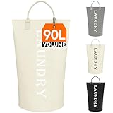 Lifewit Wäschekorb 90 L, großer Wäschekorb, faltbare Wäschesäcke mit...