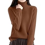Kaschmir-Pullover für Damen, einfarbig, lange Ärmel, Rollkragenpullover,...