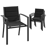 JUMMICO Garten Stapelstühle mit Armlehnen, Aluminium Outdoor Garten Stühle mit...
