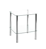 HAKU Möbel Beistelltisch Chrom, Metall, Sicherheitsglas - Maße: B 39 cm x H 47...