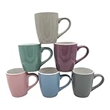 Kaffeebecher 6 Stück Bunt kleine Tassen 200ml aus Keramik Pastell Kaffee Becher...