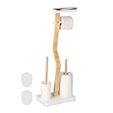 Relaxdays WC Garnitur, Bambus, HBT: 80x30x20 cm, freistehender Klopapierhalter,...
