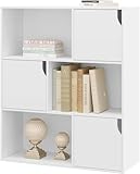 eSituro Bücherregal weiß Standregal bücherregal mit 3 Türen und 6 Fächern...