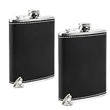 2 Edelstahl Flachmann und 2 Trichter, 8oz/227ml Fassungsvermögen Flask, RISVOWO...