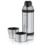 Arendo - Thermoskanne 1l Edelstahl – mit 2 Becher - Thermosflasche...