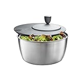 GEFU Salatschleuder ROTARE | Edelstahl, 24 cm | Salattrockner mit Kurbelantrieb...