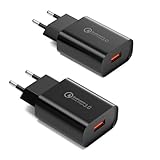 2 Stück USB Ladegerät Stecker, 18W Quick Charge 3.0 Schnellladegerät Netzteil...