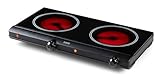 DOMO DO339KP Keramische Kochplatte - ECO - 2 Kochfelder - Ø18 cm- Regulierbares...