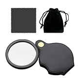 1 Stück Lupe Klein, 15-fache Taschenlupe mit 1 Reinigungstuch und 1 schwarzer...