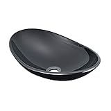 [neu.haus] Neuhaus Waschbecken Schwarz Waschschale 47x31cm Sicherheitsglas Glas...