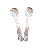 2 STK Handgemacht Kaviarlöffel Mutter von Perle MOP Kaviarlöffel W Runde Griff...