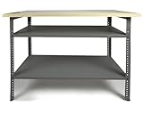 Ondis24 Werkbank 120cm Nobbi Pro Packtisch aus Metall, mit Arbeitsplatte,...