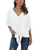 Anelune Bluse Damen Sommer Chiffon Tunika Tops Kurzarm Elegant Oberteile...