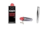 Zippo Zubehör Set 1 enthält 1x Zippo Benzin, 1x Feuersteine und eine Pinzette