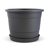 Plastard Blumentopf Terra Ø 35 cm Anthrazit mit Untersetzer, wetterfester...