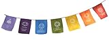 Bunting, flags & batiks regenbogenfarbenes chakra symbol und mantra...