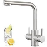CREA 4 Wege Wasserhahn Küche, Küchenarmatur mit Sodawasser, 360° Drehbar Vier...