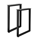 Jahof Tischbeine Metall Schwarz 70cm hoch, Tischkufen Vierkantprofil mit...