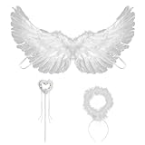 Cokshy Engelsflügel Weiß, 60 cm Federflügel Engel Weiß, Flügel mit...