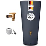 4rain Vaso 2in1 Regentonne 220 Liter Graphite Grey inkl. Kunststoff-Auslaufhahn...