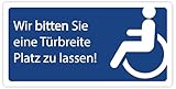 Aufkleber Barrierefreiheit „Türbreite Abstand Rollstuhlfahrer“ Parkhinweis...