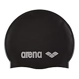 ARENA Unisex – Erwachsene Classic Silicone Badekappe, Black-Silver (55),...