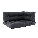 Vicco Palettenkissen Set Flocken, Outdoor Kissen, Graphit, 120 x 80 cm 3 Teile