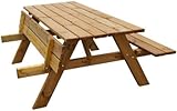 Wood & Play Picknicktisch - Einfach zu montieren - Stabile, robuste...