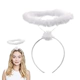 LUYANFX Heiligenschein Weiß Engel, Halloween Engel Haarreif Engelskostüm,Feder...