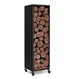 IDMarket - Kaminholzregal, vertikal, Vollstahl, schwarz, Höhe 112 cm, für...